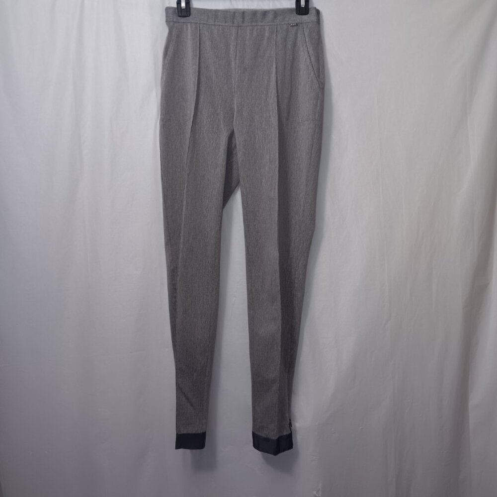 ST. JOHN WOMEN'S PLEATED TAPERED ZIPPER ANKLE PANTS GRAY SIZE 4